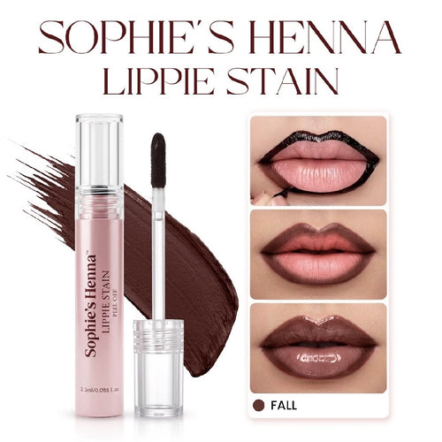 Sophie’s Henna Lippie Stain - Tattoo-Like, Waterproof, Transfer-Proof, No-Fade Peel Off Lip Stain